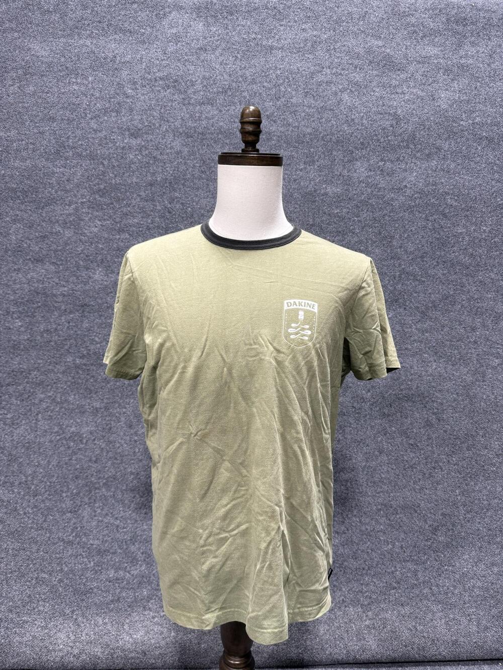 Dakine Shirt Mens Large Green Ringer Logo Graphic T-Shirt Tee Top Tagless